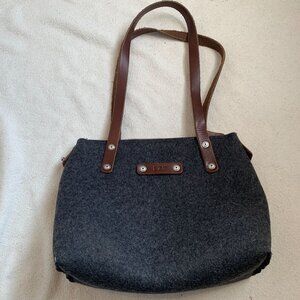 RAMBAG of UK Charcoal Grey Wool & Brown Leather Purse Excellent Condition